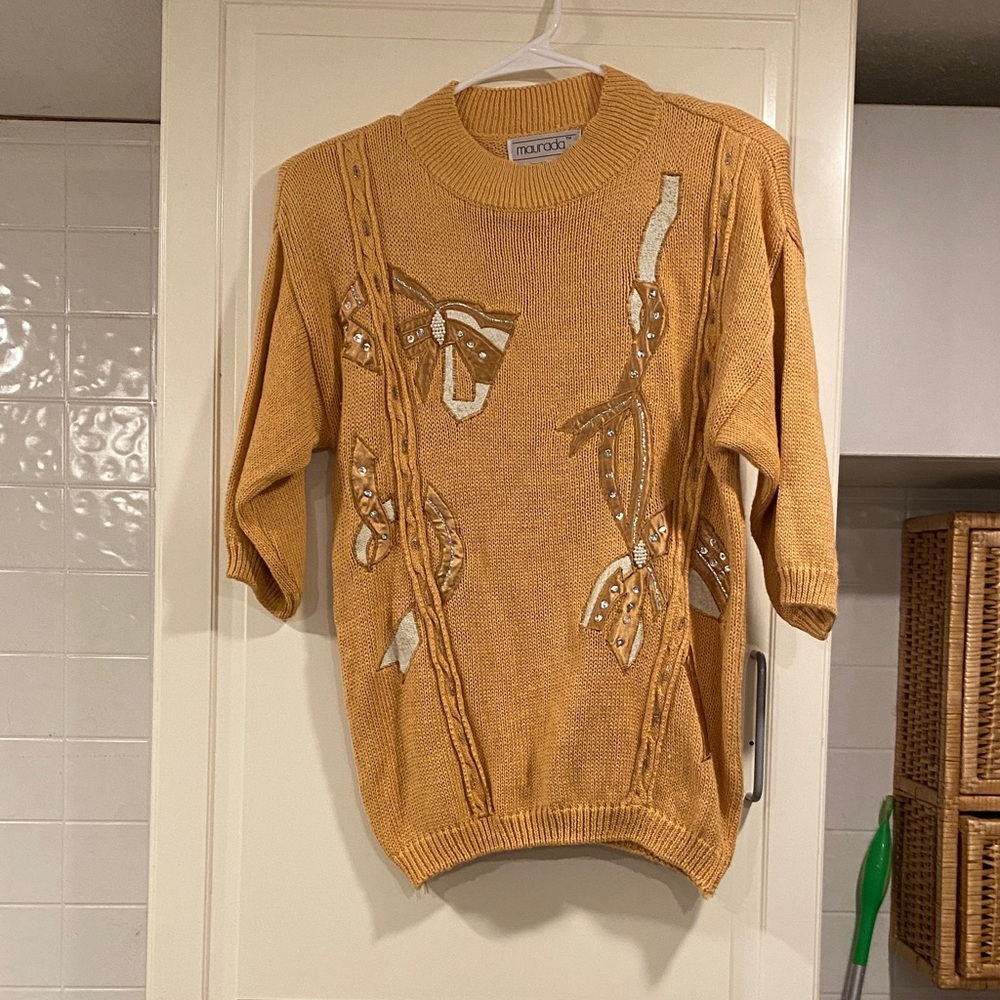 EUC Maurada Orange Sweater with Bow Accents size medium